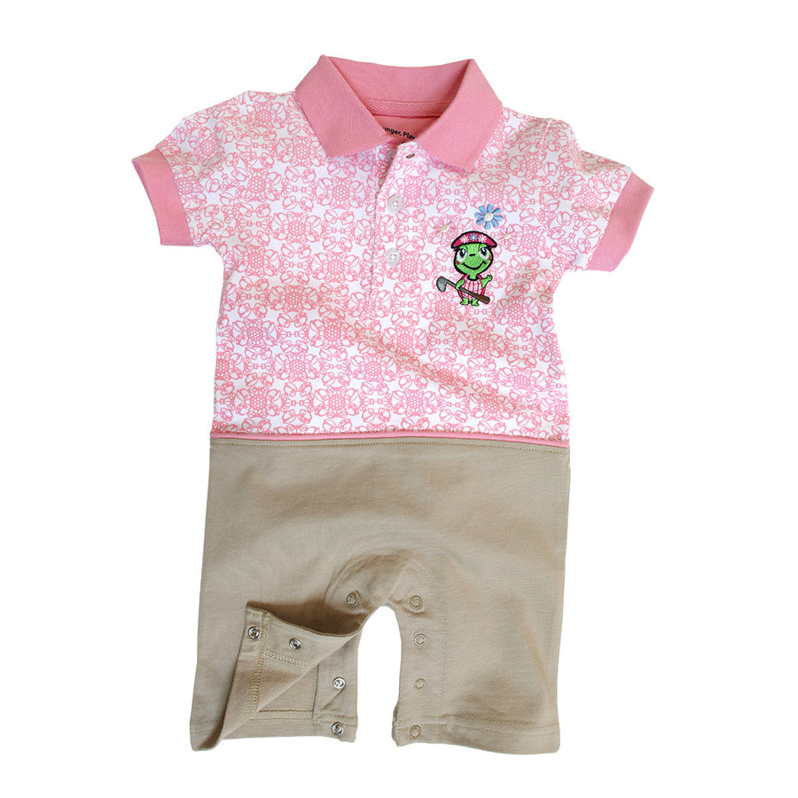 The Littlest Golfer Bermuda Romper Pink