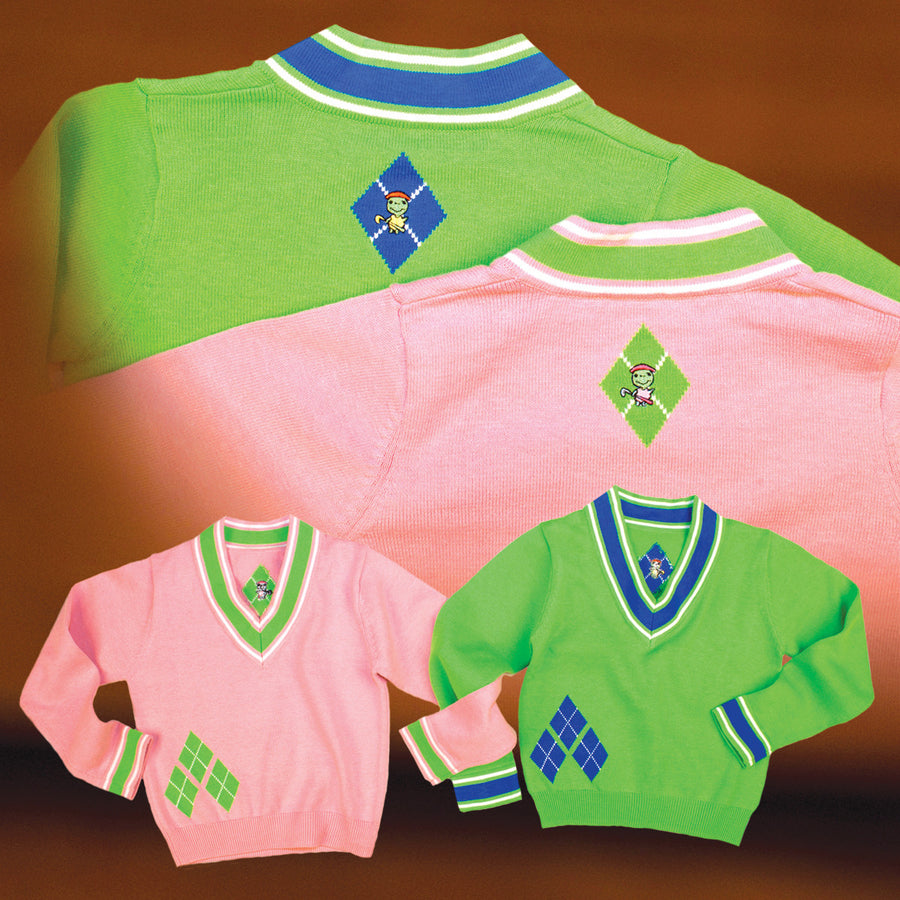 The New School Argyle Sweater (Pink and Green)